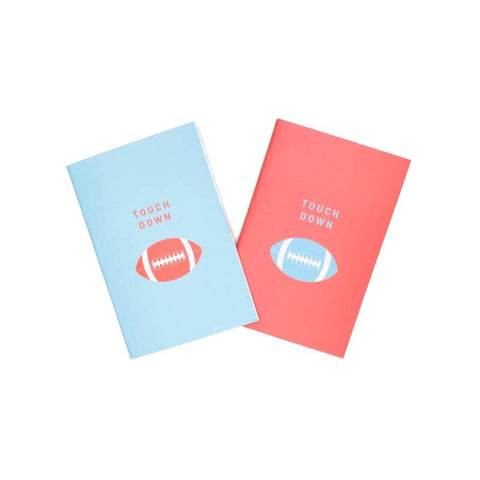 HE POP "Touch Down" Stitched Pocket Notebook Set Matte Blue and Red w/ Blank and Lined Pages