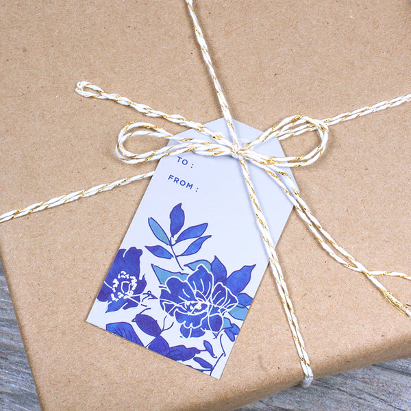 FINE CHINA BLUE FLORAL GIFT TAGS - Hadron Epoch