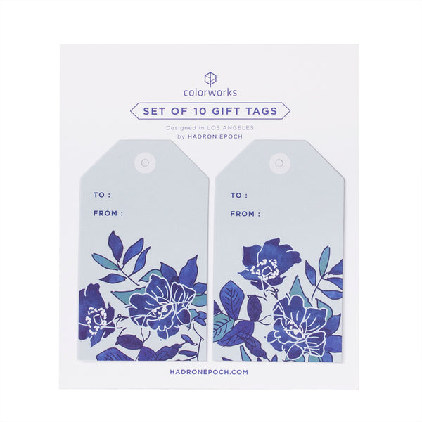 FINE CHINA BLUE FLORAL GIFT TAGS - Hadron Epoch