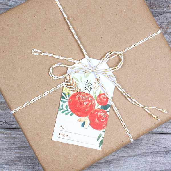 PAINTED RED & ORANGE FLORAL GIFT TAGS - Hadron Epoch