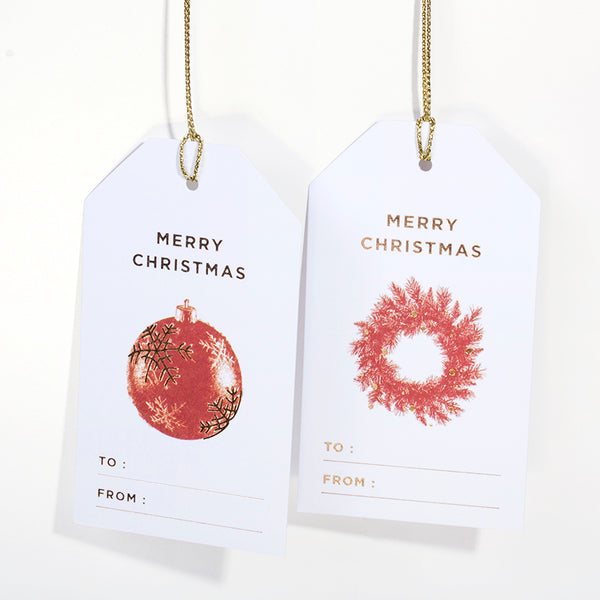 RED XMAS ORNAMENTS CHRISTMAS GIFT TAGS - Hadron Epoch