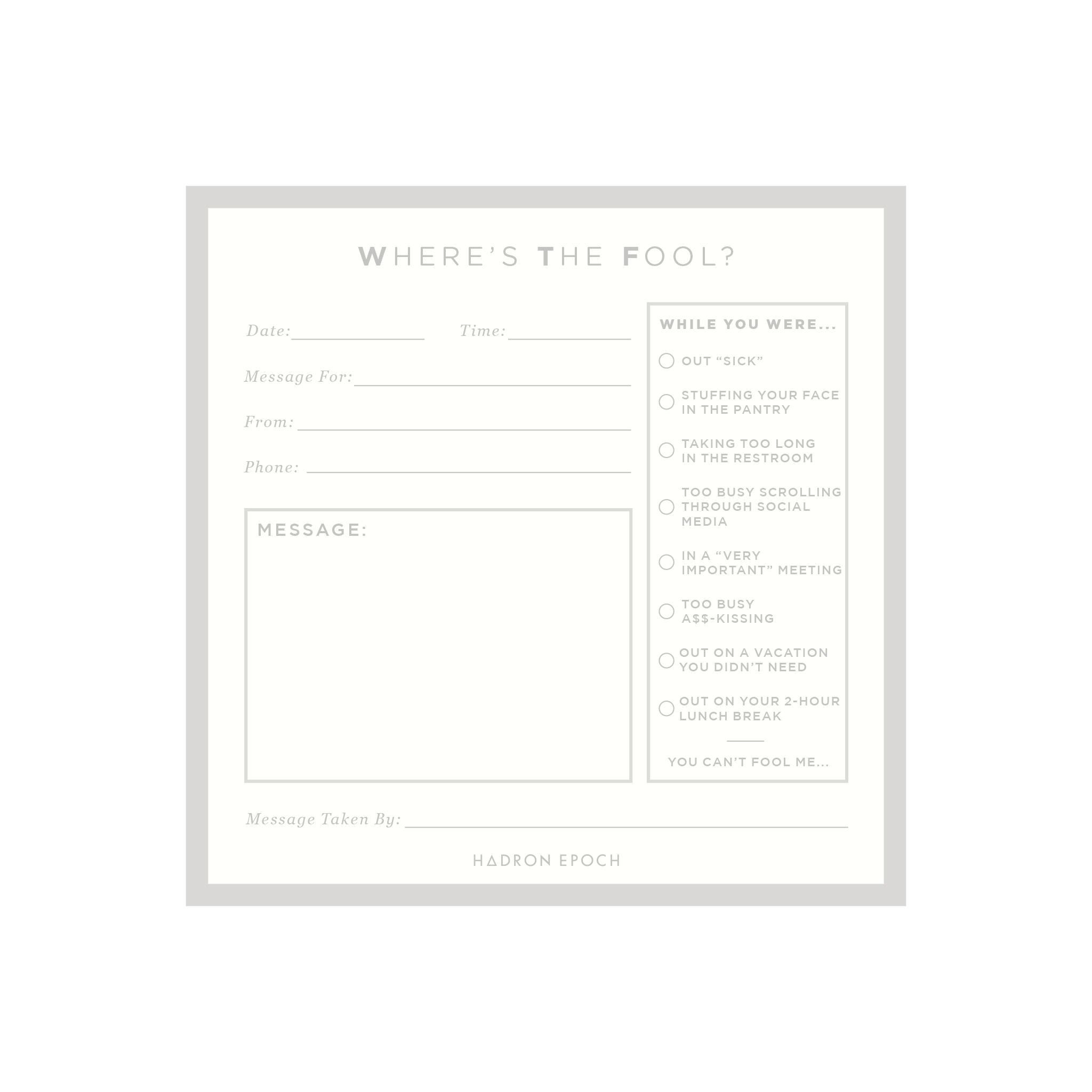 SMTWTFS Message Notepad Hazelnut Cream - Hadron Epoch